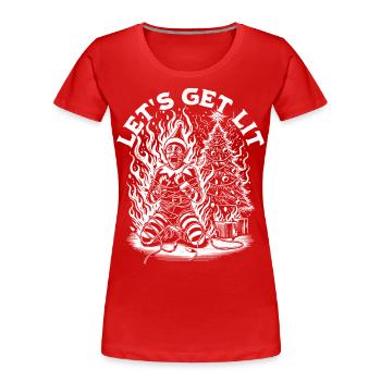 Let's Get Lit Weihnachtself Weihnachten Feier - Frauen Premium Bio T-Shirt - Rot - Vorne - Mia (176cm)