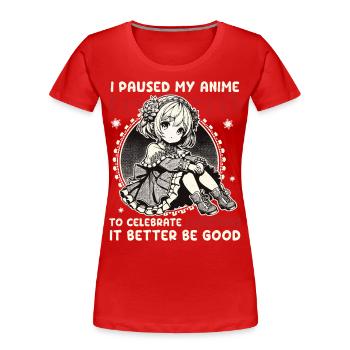 Anime Weihnachten Pause für Besondere Feier - Frauen Premium Bio T-Shirt - Rot - Vorne - Mia (176cm)