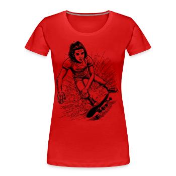 Conception humoristique de t-shirt Skateboard Crash - T-shirt bio Premium Femme - rouge - Devant - Mia (176cm)