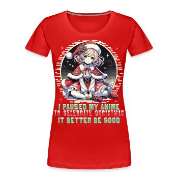 Kawaii Anime Weihnachten Pause Feiern - Frauen Premium Bio T-Shirt - Rot - Vorne - Mia (176cm)