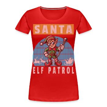 Noël Père Noël Patrouille Patrouille Tricot - T-shirt bio Premium Femme - rouge - Devant - Mia (176cm)