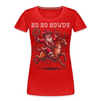 Weihnachtliche Cowboy Stimmung Mit Santa - Frauen Premium Bio T-Shirt - Rot - Vorne - Mia (176cm)