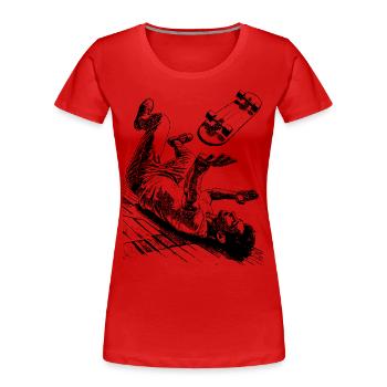 Scène de skater drôle – Cool Crash Shirt - T-shirt bio Premium Femme - rouge - Devant - Mia (176cm)