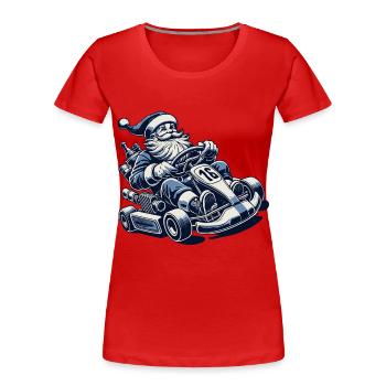 Weihnachtsmann Go-Kart Retro Stil - Frauen Premium Bio T-Shirt - Rot - Vorne - Mia (176cm)