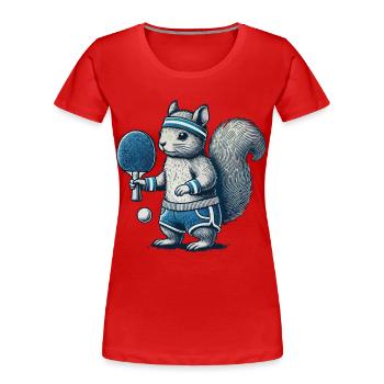Retro Tischtennis Eichhörnchen Spaß - Frauen Premium Bio T-Shirt - Rot - Vorne - Mia (176cm)