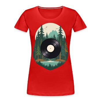 Musik Streetwear Outfit Wald Vinyl - Frauen Premium Bio T-Shirt - Rot - Vorne - Mia (176cm)