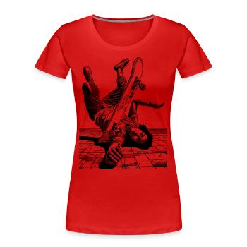 T-shirt patineur – Votre chute, votre style de vie - T-shirt bio Premium Femme - rouge - Devant - Mia (176cm)