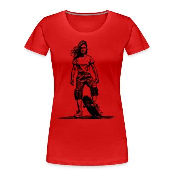 Chemise patineuse-fille – Peu avant le départ - T-shirt bio Premium Femme - rouge - Devant - Mia (176cm)