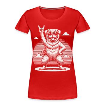 Mops Hund Rock Musik Festival Stil - Frauen Premium Bio T-Shirt - Rot - Vorne - Mia (176cm)