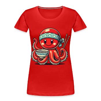Japanisch Ramen Nudeln Anime Oktopus - Frauen Premium Bio T-Shirt - Rot - Vorne - Mia (176cm)