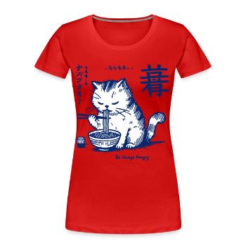 Ramen Nudeln Lustige Katzen Kawaii Retro Japan - Frauen Premium Bio T-Shirt - Rot - Vorne - Mia (176cm)