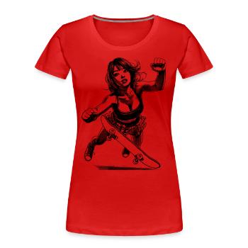 Crash & Rise – T-shirt patineur - T-shirt bio Premium Femme - rouge - Devant - Mia (176cm)