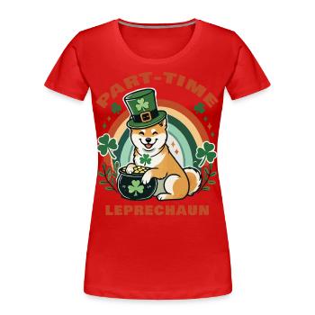 Part-time Leprechaun St. Patrick's Day - Women's Premium Organic T-Shirt - red - Front - Mia (176cm)