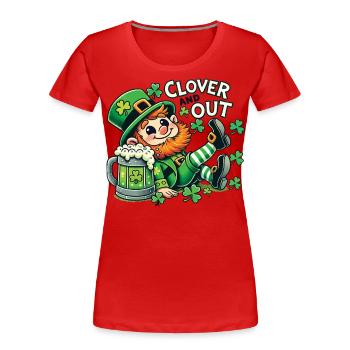 clover and out St. Patrick's Day Spaß - Frauen Premium Bio T-Shirt - Rot - Vorne - Mia (176cm)