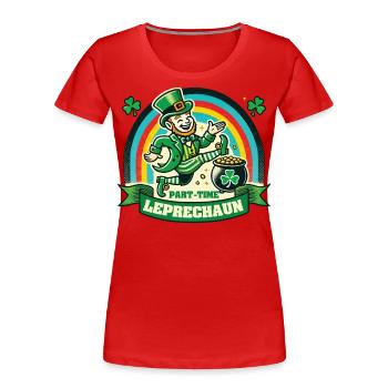 Part-time Leprechaun St. Patrick's Day Rainbow - Women's Premium Organic T-Shirt - red - Front - Mia (176cm)