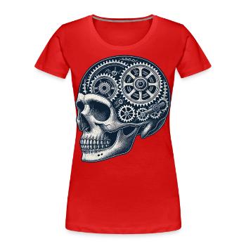Fahrrad Enthusiast Schädel Zahnräder - Frauen Premium Bio T-Shirt - Rot - Vorne - Mia (176cm)