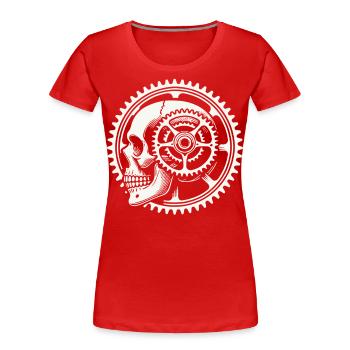 Fahrrad Schädel Zahnrad Abenteuer - Frauen Premium Bio T-Shirt - Rot - Vorne - Mia (176cm)