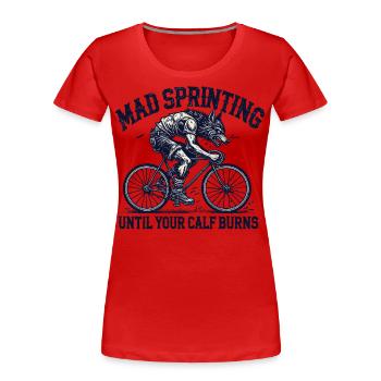 Mad Sprint Vélo Wolf Design - T-shirt bio Premium Femme - rouge - Devant - Mia (176cm)