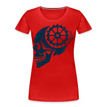 Fahrrad Schädel Zahnrad Mountainbike Radsport - Frauen Premium Bio T-Shirt - Rot - Vorne - Mia (176cm)
