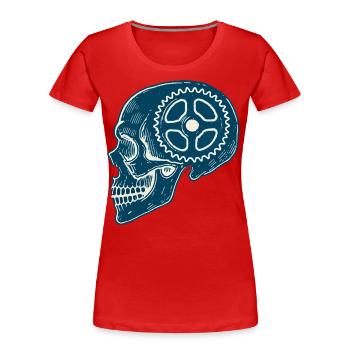 Amateur de vélo crâne Gear Art - T-shirt bio Premium Femme - rouge - Devant - Mia (176cm)