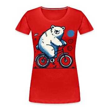 Illustration d’ours de vélo pour les amateurs de vélo - T-shirt bio Premium Femme - rouge - Devant - Mia (176cm)