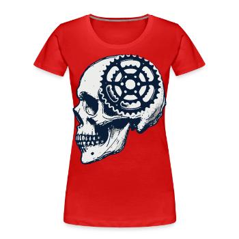 Vélo Crâne VTT Art pour les cyclistes - T-shirt bio Premium Femme - rouge - Devant - Mia (176cm)