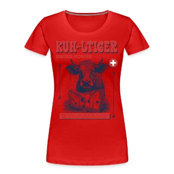 Funky Festivalgänger Shirt: echte Kuh Power - Frauen Premium Bio T-Shirt - Rot - Vorne - Mia (176cm)