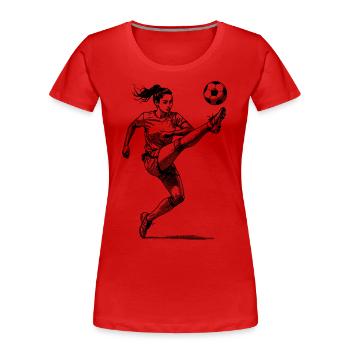 Kicker en ligne de mire : le football féminin et les buteuses - T-shirt bio Premium Femme - rouge - Devant - Mia (176cm)