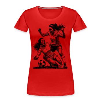 Zweikampf! Frauenfußball Shirt für Siegerinnen! - Frauen Premium Bio T-Shirt - Rot - Vorne - Mia (176cm)