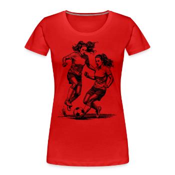 Frauenmannschaft-Style! T-Shirt im Frauenfußball. - Frauen Premium Bio T-Shirt - Rot - Vorne - Mia (176cm)