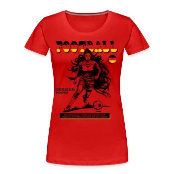 German Fußballspielerin Shirt: Taktik und Timing - Frauen Premium Bio T-Shirt - Rot - Vorne - Mia (176cm)