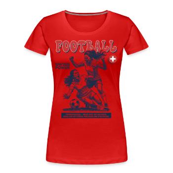 Foul mit Ansage: Swiss Fußballspielerin Shirt - Frauen Premium Bio T-Shirt - Rot - Vorne - Mia (176cm)