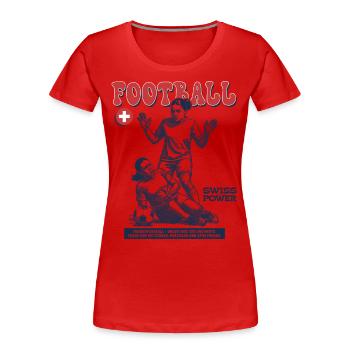 Dynamisme à l’état pur : Maillot de footballeur suisse - T-shirt bio Premium Femme - rouge - Devant - Mia (176cm)