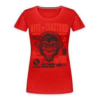 Monkey in Mode Shirt : Son et Instinct - T-shirt bio Premium Femme - rouge - Devant - Mia (176cm)