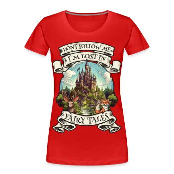 Animaux de conte de fées Motif Dire Château - T-shirt bio Premium Femme - rouge - Devant - Mia (176cm)