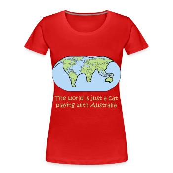 chat cadeau carte globe globe cadeau - T-shirt bio Premium Femme - rouge - Devant - Mia (176cm)