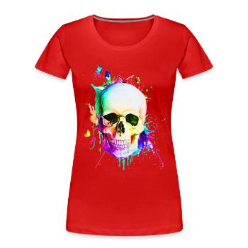 Watercolor skull skeleton skull gift - Women's Premium Organic T-Shirt - red - Front - Mia (176cm)