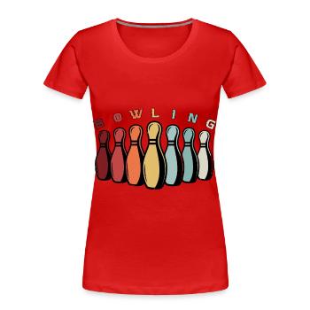 Bowling Retro - Frauen Premium Bio T-Shirt - Rot - Vorne - Mia (176cm)