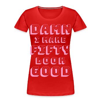 50th birthday - Women's Premium Organic T-Shirt - red - Front - Mia (176cm)