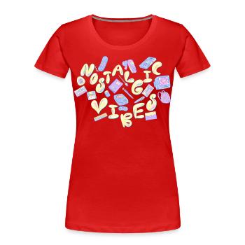 Vibrations nostalgiques (jaune) - T-shirt bio Premium Femme - rouge - Devant - Mia (176cm)