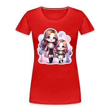 Mutter und Tochter mit passenden Outfits - Frauen Premium Bio T-Shirt - Rot - Vorne - Mia (176cm)