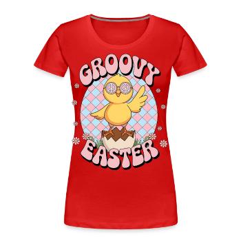Groovy Easter - Frauen Premium Bio T-Shirt - Rot - Vorne - Mia (176cm)