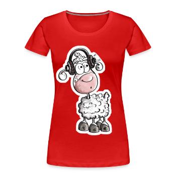 Schaf mag Musik - Schafe - Lamm - Bock - Schafbock - Frauen Premium Bio T-Shirt - Rot - Vorne - Mia (176cm)