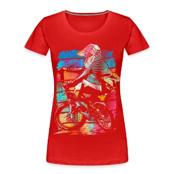 Retro Bmx Racing Coloré - Vélo Bmx Coloré - Bmx - T-shirt bio Premium Femme - rouge - Devant - Mia (176cm)