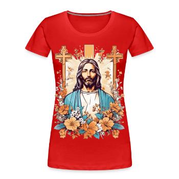 Jesus Christ - Women's Premium Organic T-Shirt - red - Front - Mia (176cm)