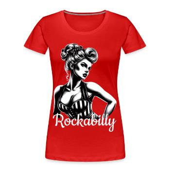 Rockabilly Wife Gift - Women's Premium Organic T-Shirt - red - Front - Mia (176cm)