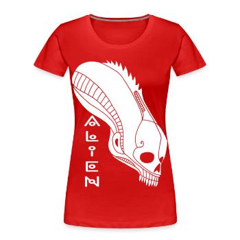 Weißer Alien-Schädel - Frauen Premium Bio T-Shirt - Rot - Vorne - Mia (176cm)