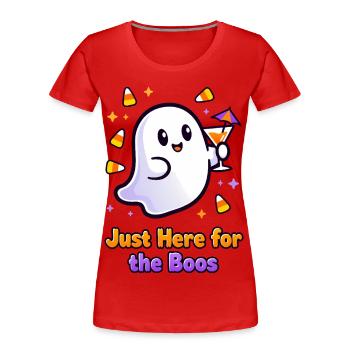 🎃👻Festive Ghost with Cocktail - Only for Boos - Women's Premium Organic T-Shirt - red - Front - Mia (176cm)