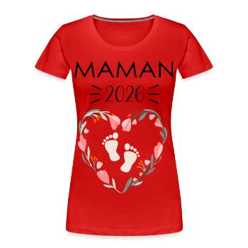 Werdende Mutter 2026 - Frauen Premium Bio T-Shirt - Rot - Vorne - Mia (176cm)