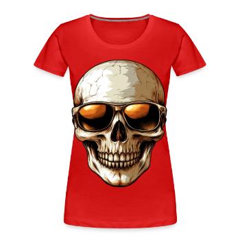 Schicker Totenkopf - Frauen Premium Bio T-Shirt - Rot - Vorne - Mia (176cm)